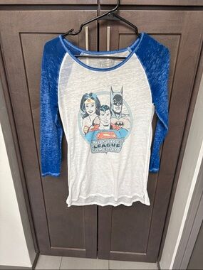 DC Justice League Raglan Tee - Blue & White